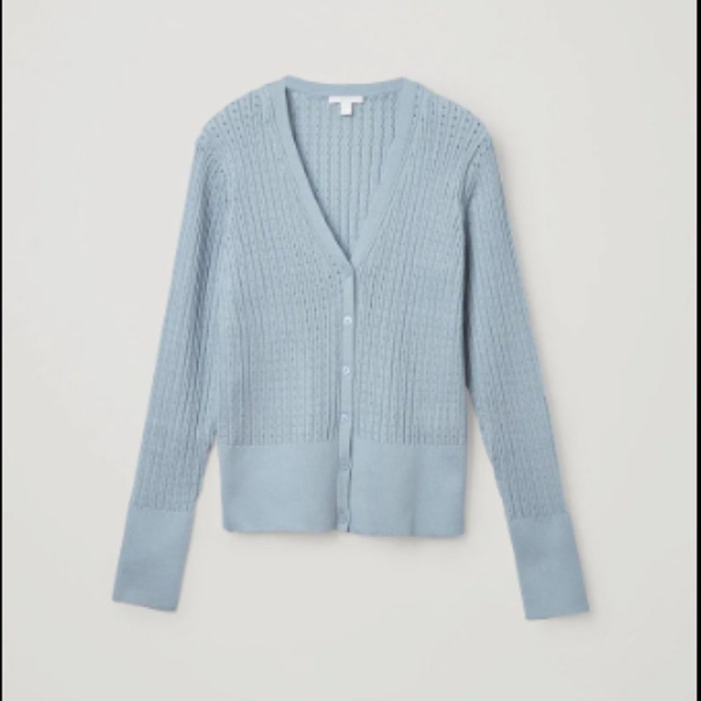 Cos light blue cardigan silk/cotton blend small
